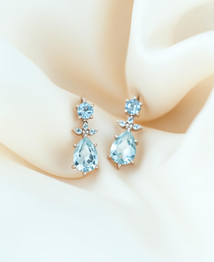 Aquamarine ear climbers