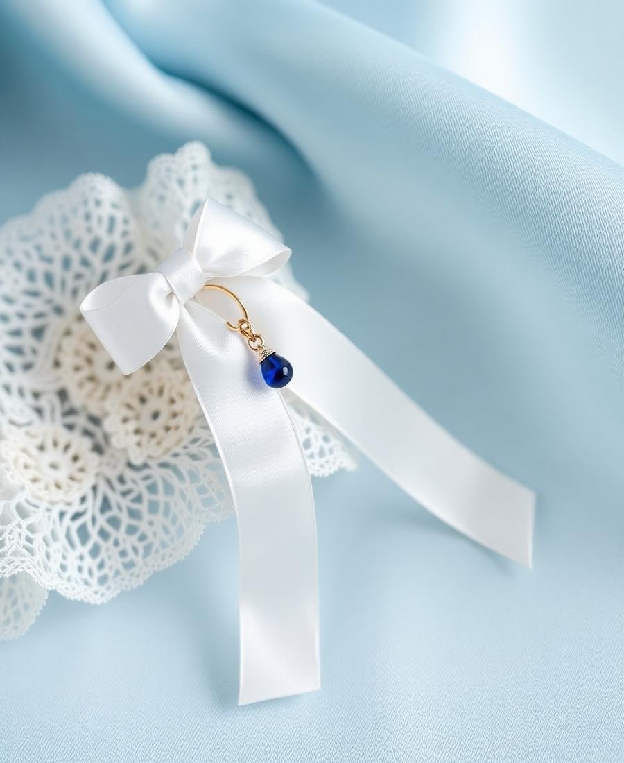 Something-blue garter charm
