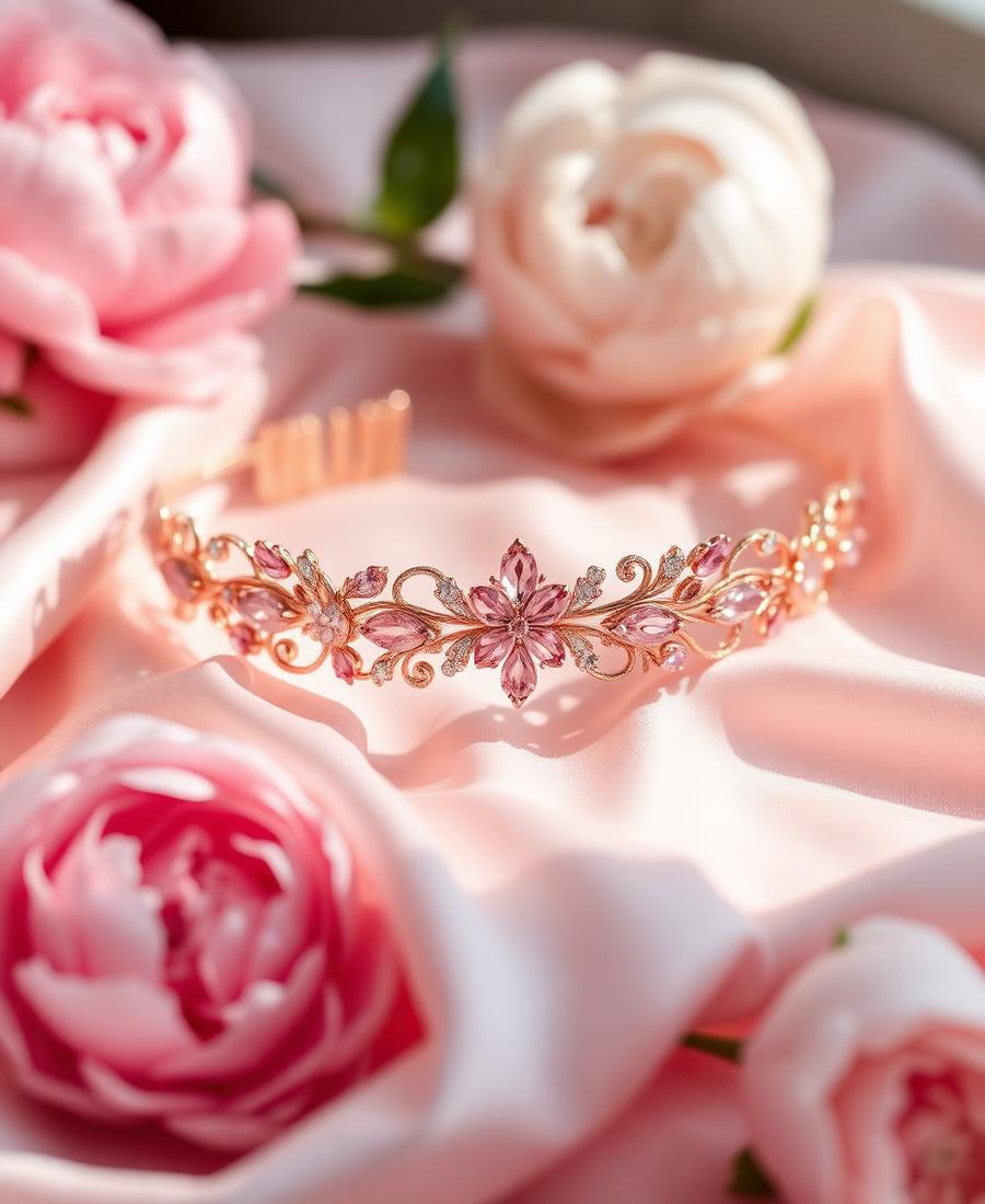 Peony rose-gold tiara